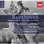 Symphony No 9 'Choral' / Piano Concerto No 5 'Emperor' (with Mozart - Piano Concerto No.20) cover