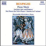 Respighi: Piano Music (Including Antiche Danze ed Arie (Ancient Airs and Dances) cover