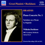 Brahms: Piano Concerto No. 1 / Variations on a Theme by Paganini / Rhapsodies, Op. 79 (recorded 1929-32) cover