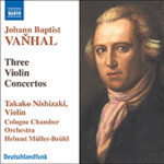 Vanhal: Violin Concertos in G major, B flat major, and G major cover