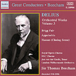 Delius: Orchestral Works, Vol. 3 (Beecham) (1928, 1938) cover